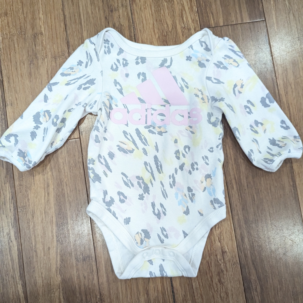 Adidas Pink and Gray Leopard Print Kids One Piece